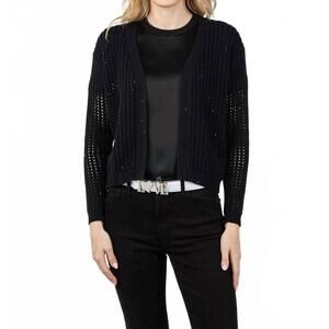 NEW BRODIE CASHMERE astrid sequin cardigan in black